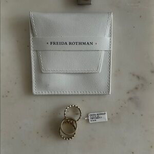 Freida Rothman Stack Fleur 18 Gold and Silver Rings.Size 6.